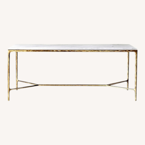 Used Restoration Hardware Gold Marble Console Table / Desk for sale on AptDeco