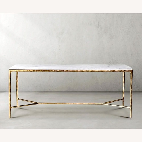 Used Restoration Hardware Gold Marble Console Table / Desk for sale on AptDeco