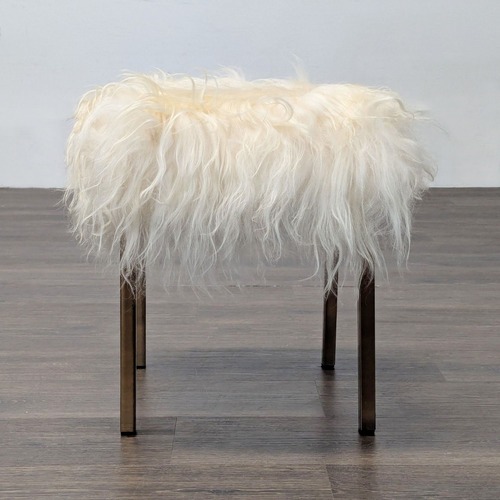 Used CB2 Sheepskin Stool for sale on AptDeco