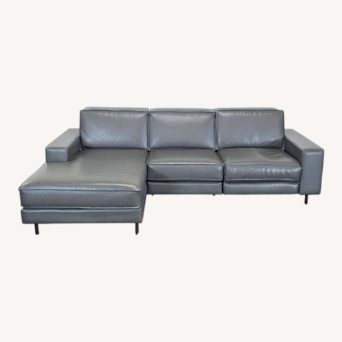 Used West Elm Axel Gray Leather Reclining Sectional for sale on AptDeco