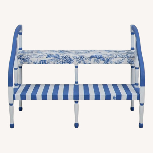 Used Blue Wood Décor-Toile Steps for sale on AptDeco