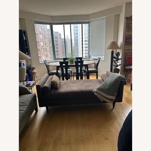Used Dark Brown Microsuede Chaise Lounge for sale on AptDeco