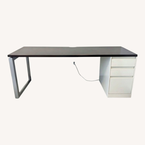 Used Metal and Dark Wood Desk with Drawers for sale on AptDeco