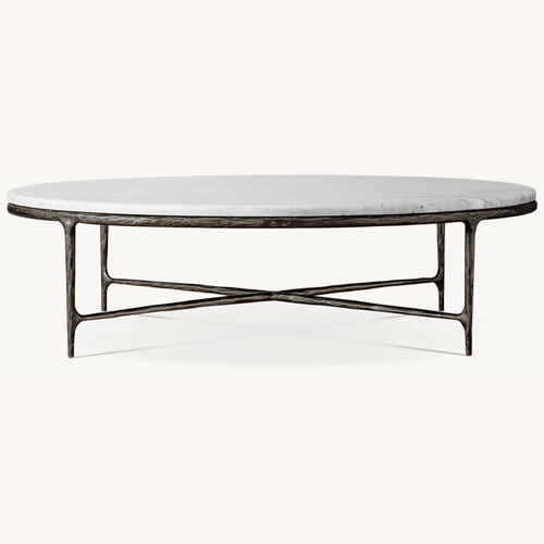 Used Restoration Hardware Thaddeus Marble Round Coffee Table for sale on AptDeco