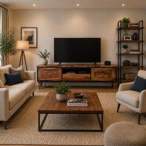 Used Walnut Live Edge TV Unit Handcrafted Rustic for sale on AptDeco