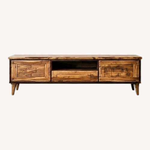 Used Walnut Live Edge TV Unit Handcrafted Rustic for sale on AptDeco