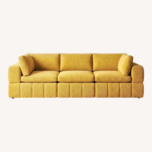 Used Wade Logan Gold Fabric 2 Piece Sectional for sale on AptDeco