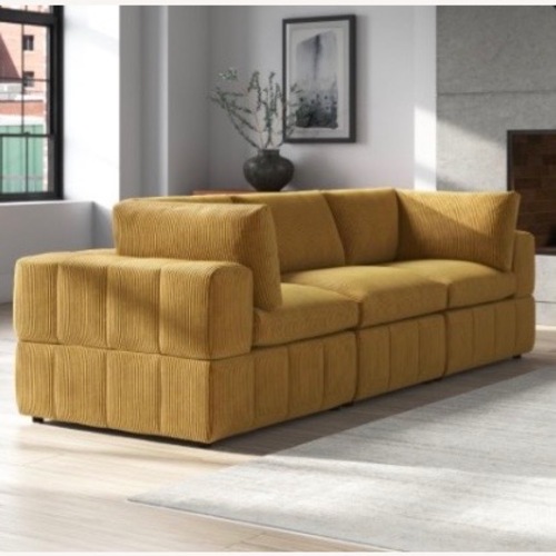 Used Wade Logan Gold Fabric 2 Piece Sectional for sale on AptDeco