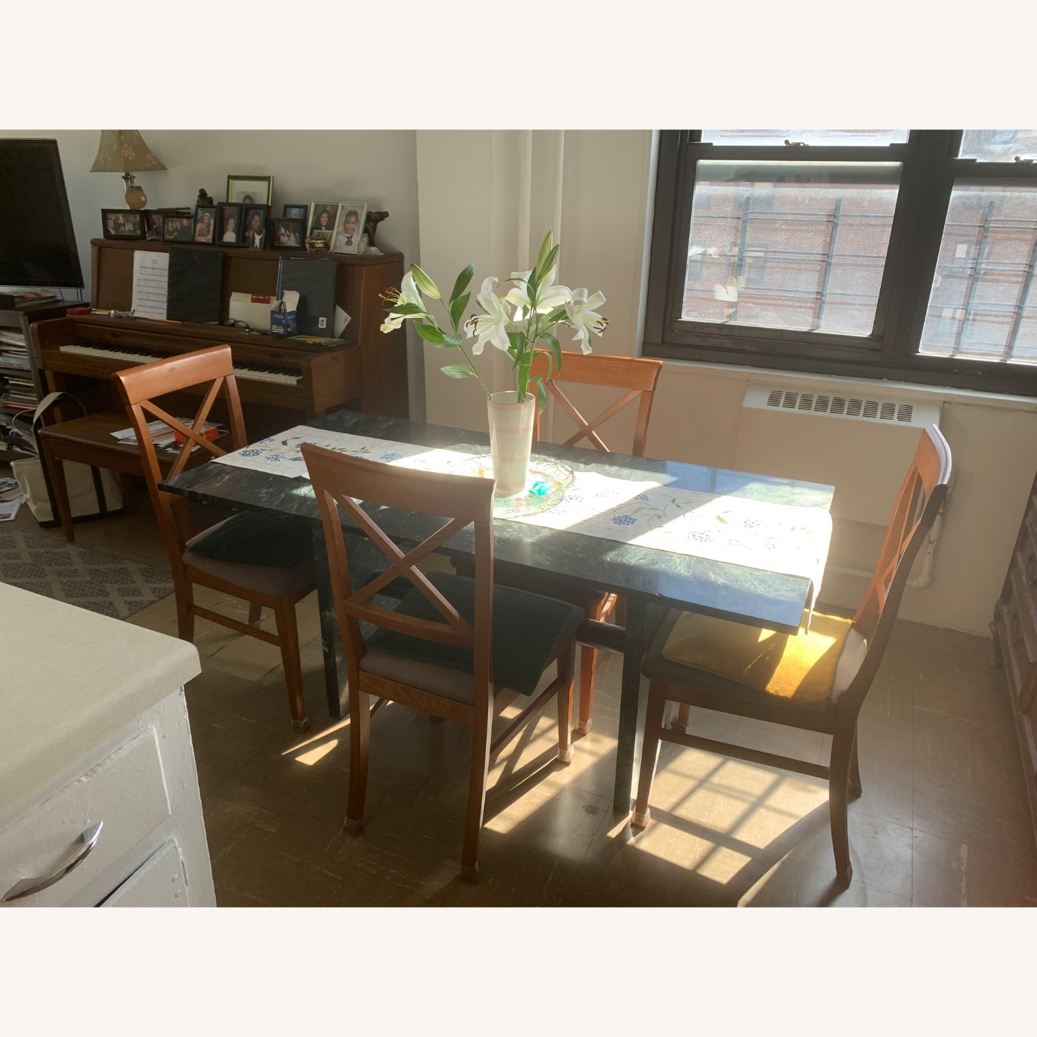 Vintage/Antique Green Marble Dining Set - image-3