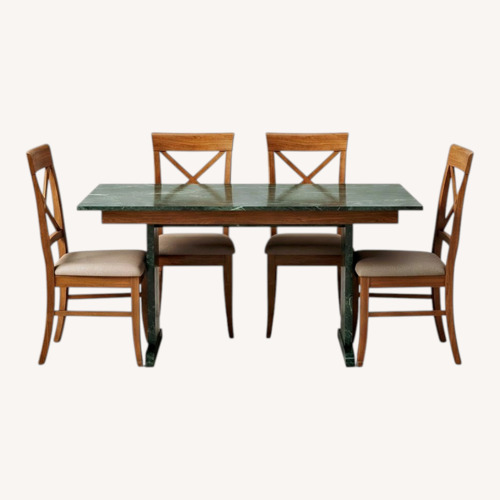 Used Vintage/Antique Green Marble Dining Set for sale on AptDeco