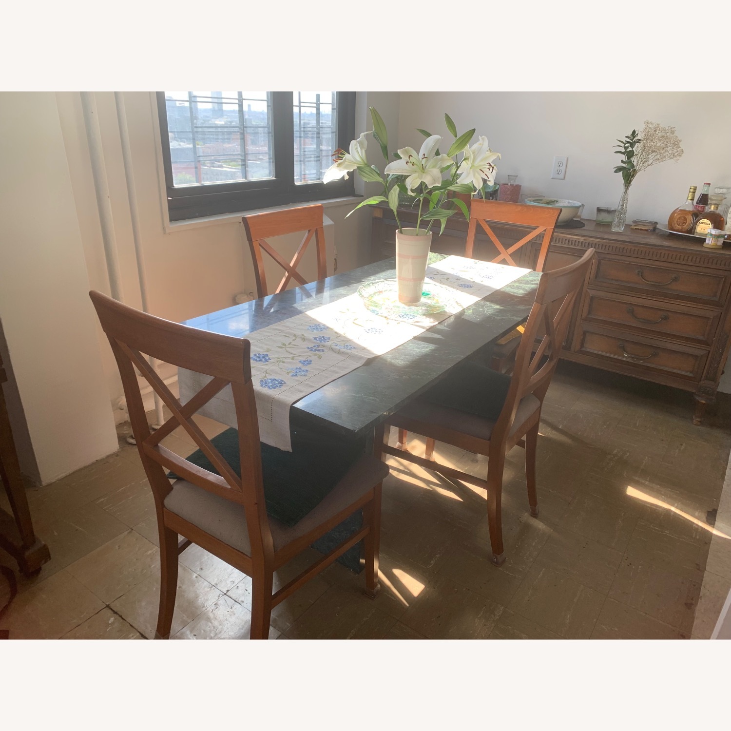 Vintage/Antique Green Marble Dining Set - image-1