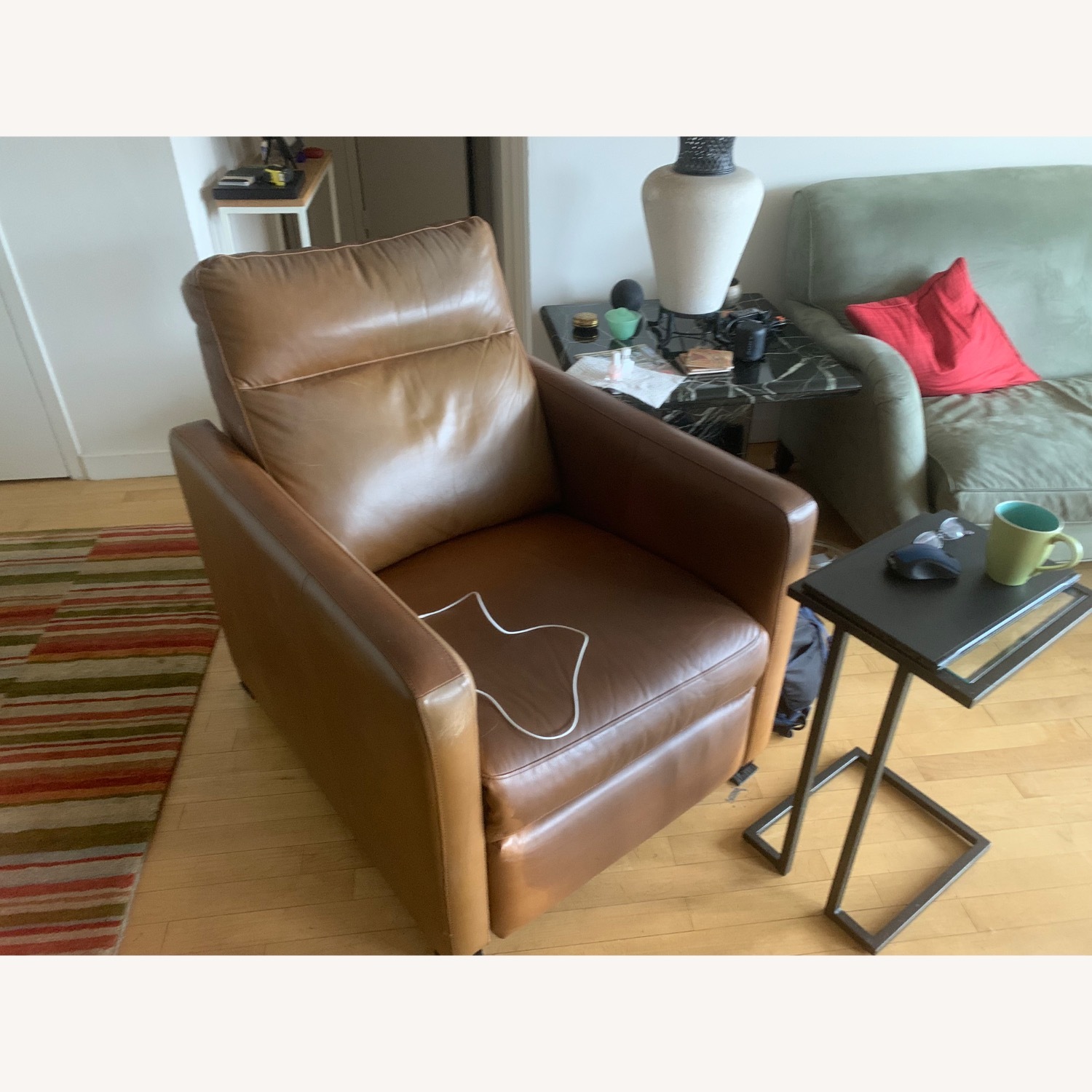 West Elm Light Brown Leather Recliner - image-3