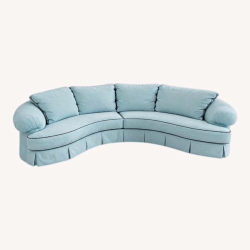Used Vintage/Antique Blue Suede 2 Piece Sectional for sale on AptDeco