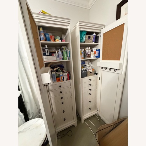 Used Pottery Barn White Wood Armoire for sale on AptDeco