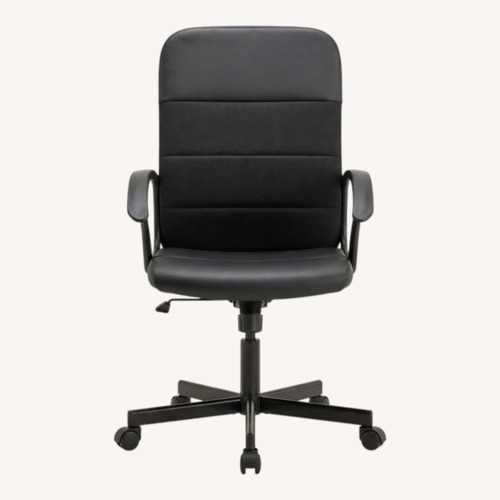 Used IKEA RENBERGET Black Faux Leather Office Chair for sale on AptDeco