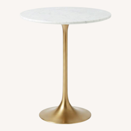 Used Crate & Barrel Nero White Stone Side Table for sale on AptDeco