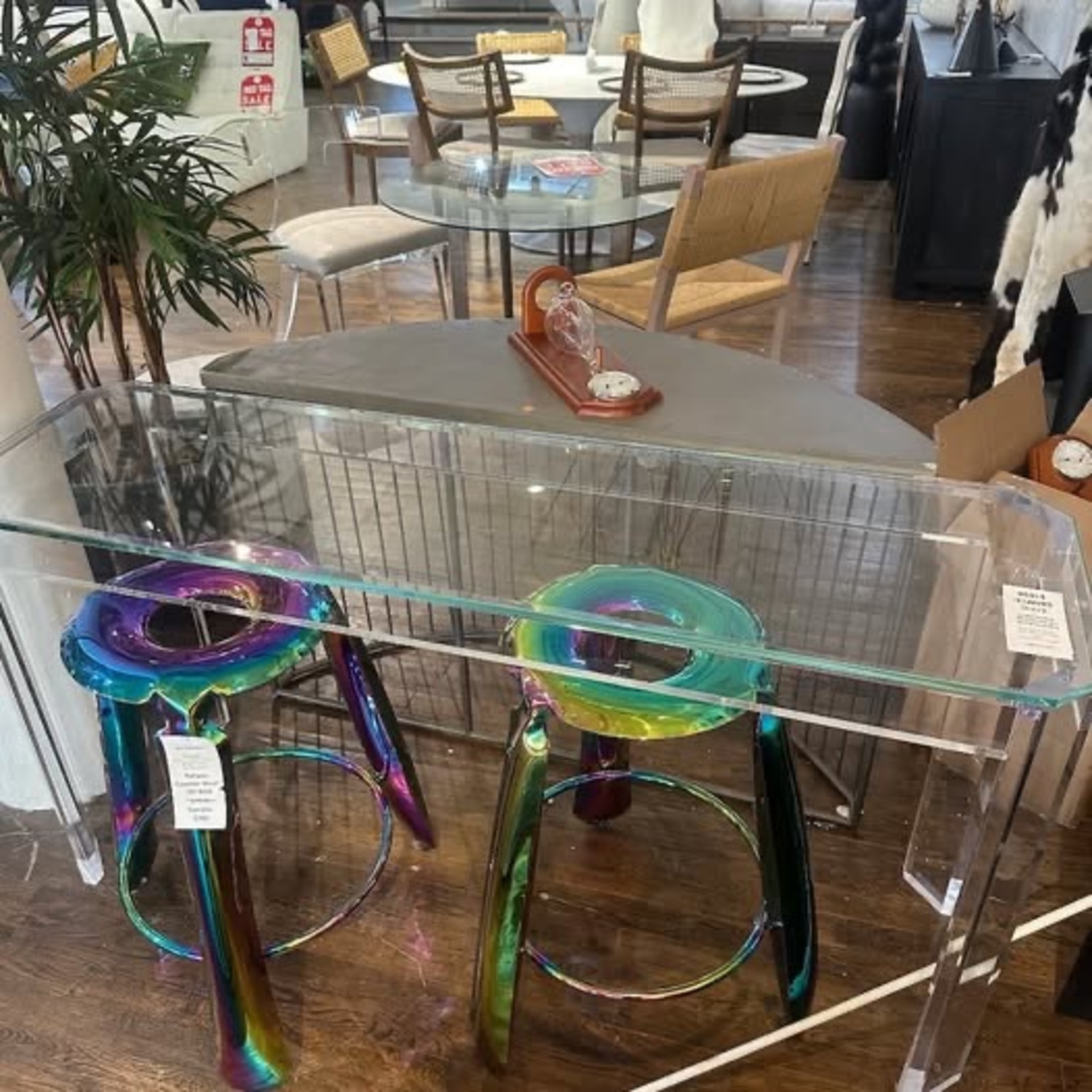 Andrew Martin Augustine Acrylic Console Table/Glass Top - image-1