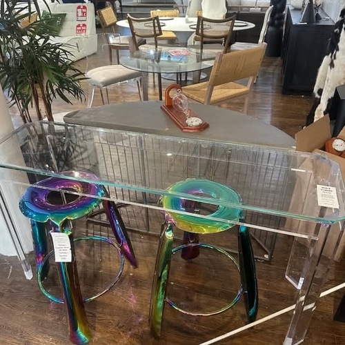 Used Andrew Martin Augustine Acrylic Console Table/Glass Top for sale on AptDeco