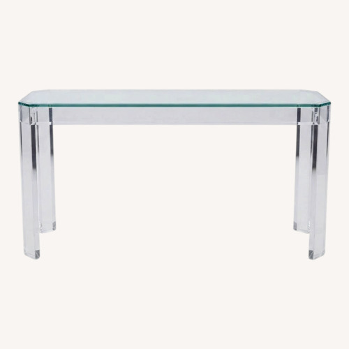 Used Andrew Martin Augustine Acrylic Console Table/Glass Top for sale on AptDeco