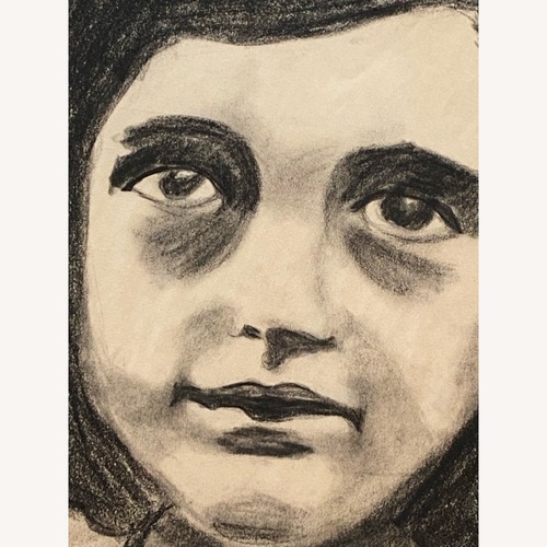 Used Original Charcoal Portrait Study Ann Frank for sale on AptDeco