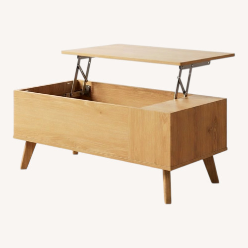 Used Oak Fluted Lift Top Coffee Table for sale on AptDeco