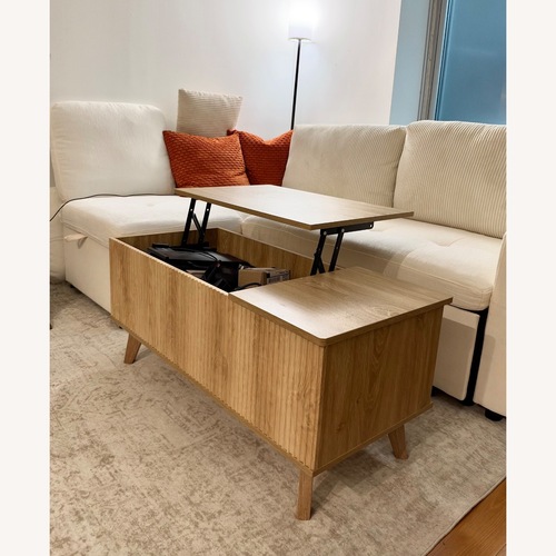 Used Oak Fluted Lift Top Coffee Table for sale on AptDeco