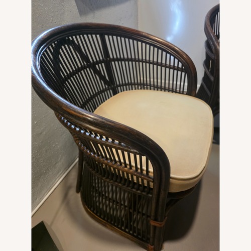 Used Pair of Rattan Bamboo Barrel Back Armchairs for sale on AptDeco