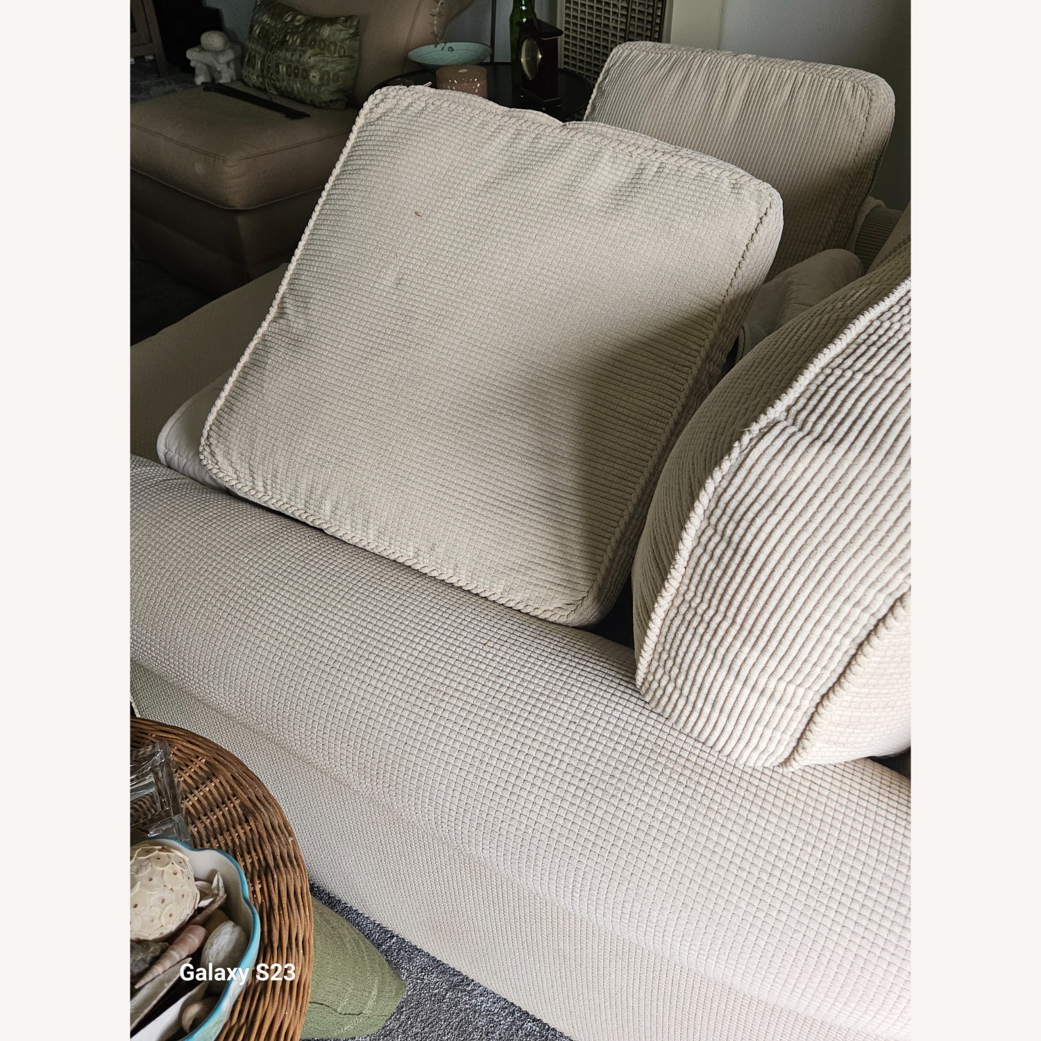 Crate & Barrel Natural Fabric Chair and a Half - image-2