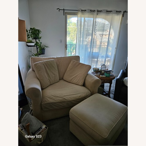 Used Crate & Barrel Natural Fabric Chair and a Half for sale on AptDeco