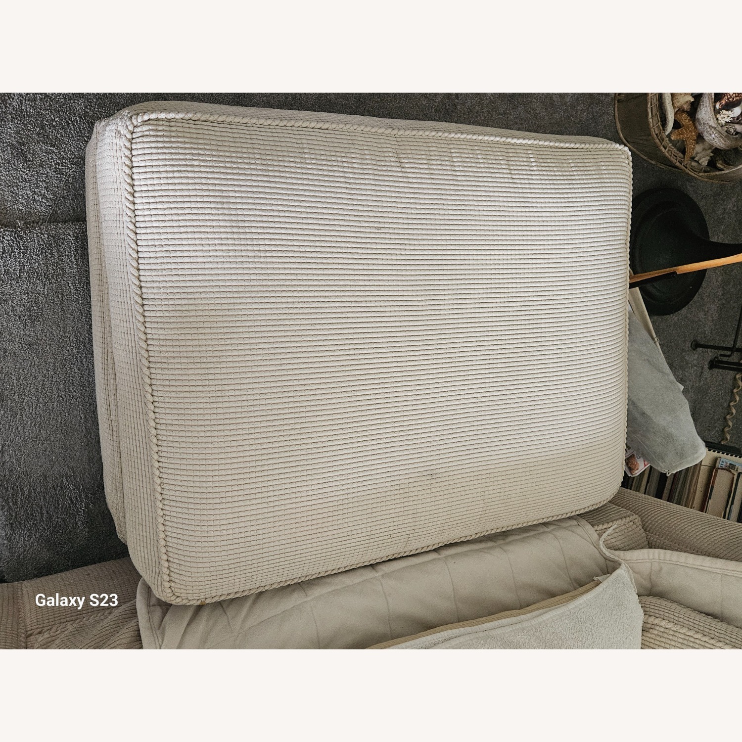Crate & Barrel Natural Fabric Ottoman - image-2