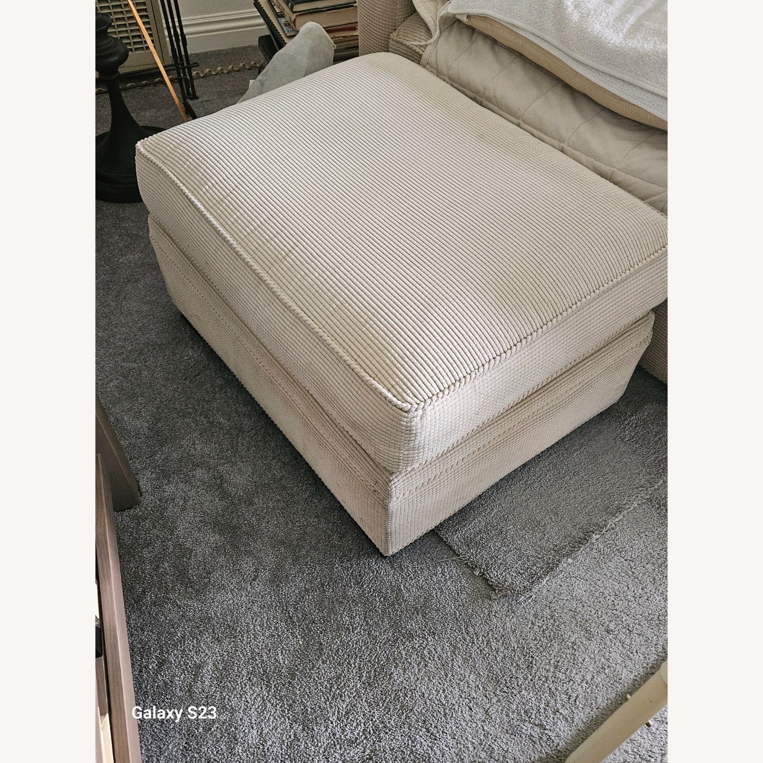 Crate & Barrel Natural Fabric Ottoman - image-1