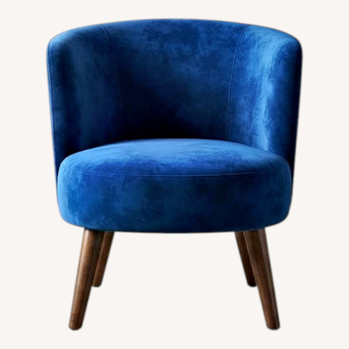 Used Deep Navy Velvet Barrel Accent Chairs Set of 2 for sale on AptDeco