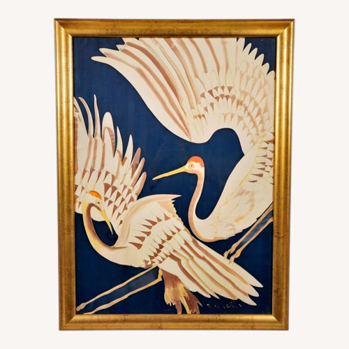 Used Raouf Zarrouk Painting on Silk Cranes in Flight for sale on AptDeco