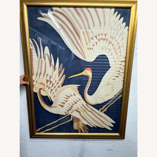 Used Raouf Zarrouk Painting on Silk Cranes in Flight for sale on AptDeco
