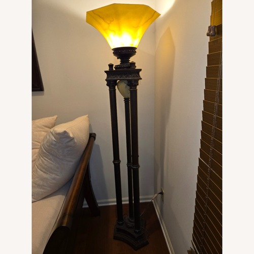 Used Metal Torchiere Floor Lamp with Glass Shade for sale on AptDeco