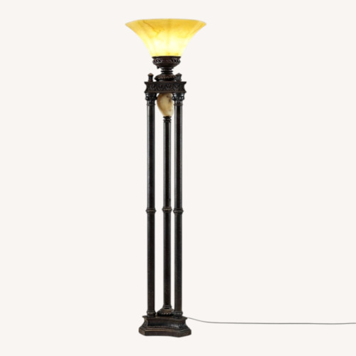 Used Metal Torchiere Floor Lamp with Glass Shade for sale on AptDeco