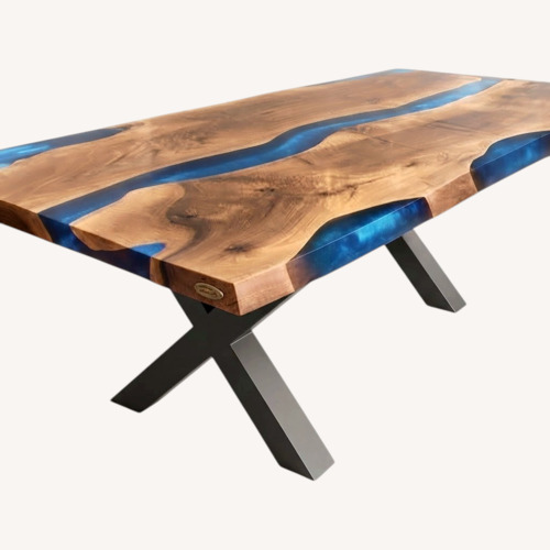 Used Live Edge Walnut Epoxy Dining Table 72x36 for sale on AptDeco