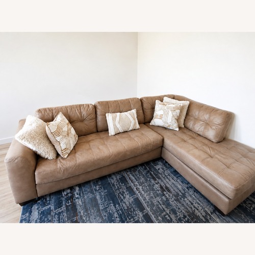 Used Bob's Discount Furniture Sierra Cognac 118'' 2 Piece Right Arm Facing Chaise Sectional for sale on AptDeco
