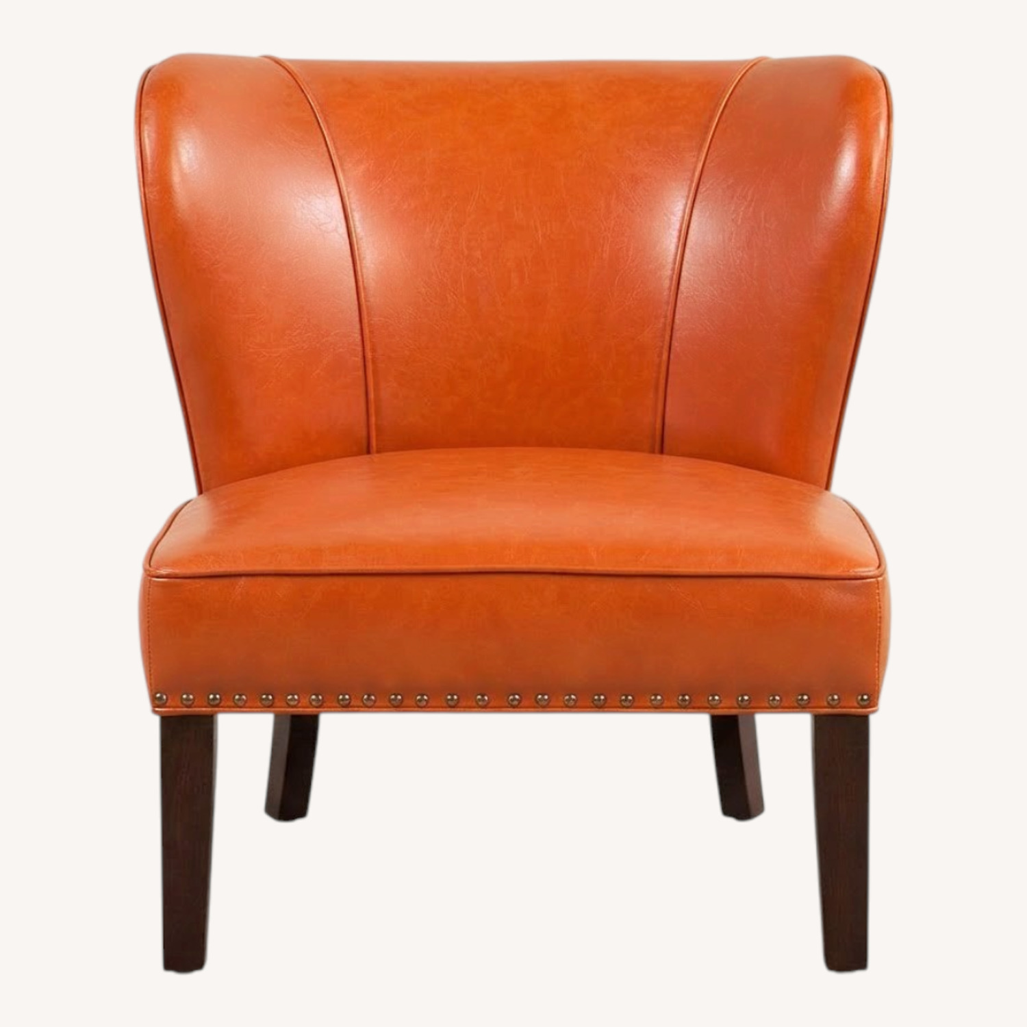 Orange Leather Accent Chair - image-0