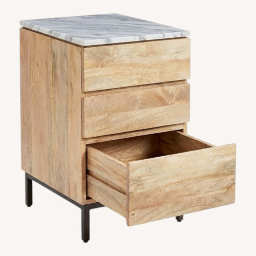 Used West Elm Industrial Solid Wood Filing Cabinet Custom Marble for sale on AptDeco