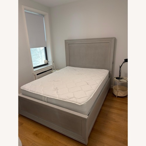 Used Universal Broadmoore Hayes Queen Bed, Light Gray for sale on AptDeco