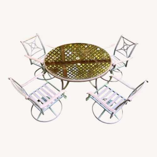 Used Round Patio Table and 4 Swivel Chairs for sale on AptDeco