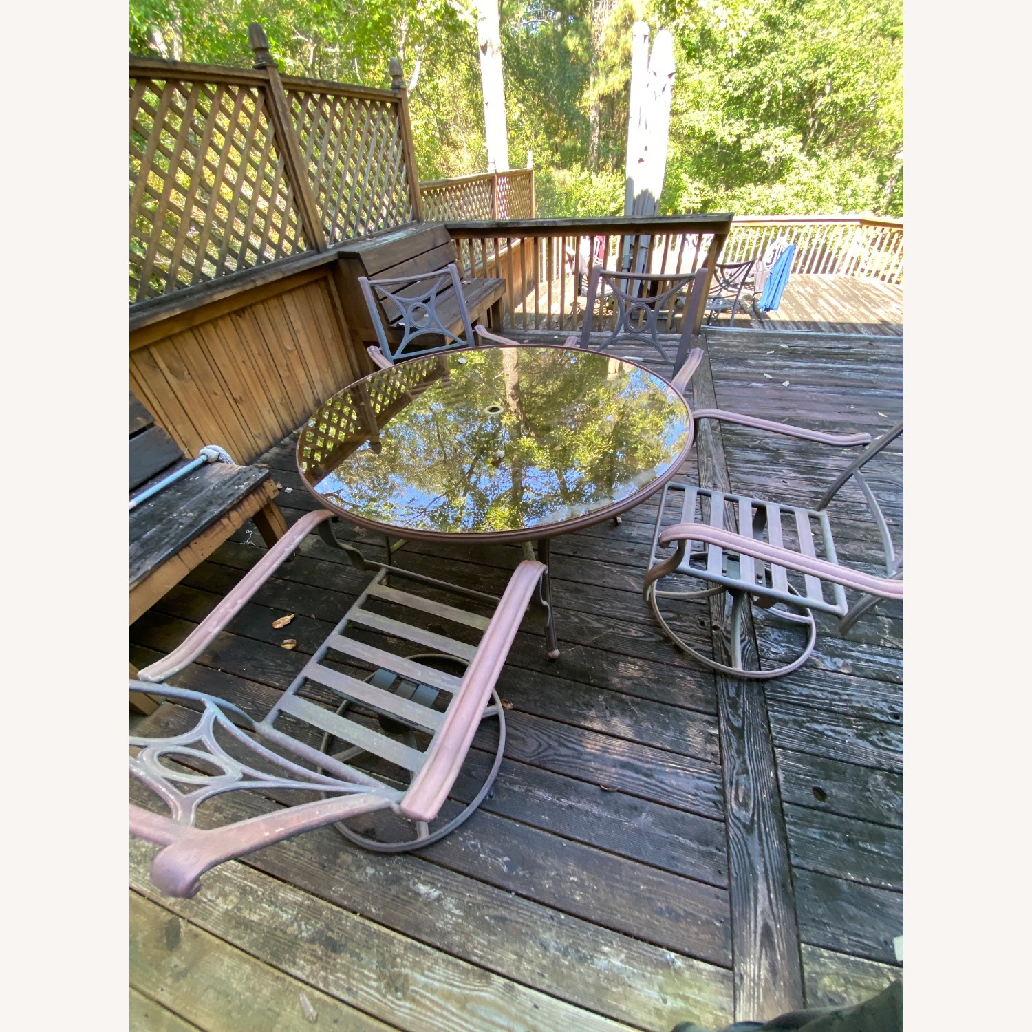 Round Patio Table and 4 Swivel Chairs - image-3