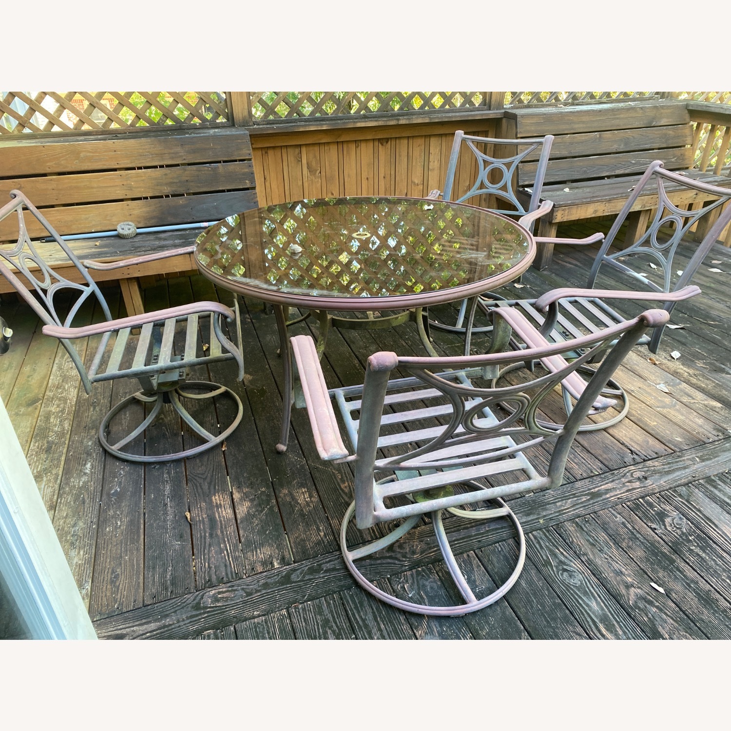 Round Patio Table and 4 Swivel Chairs - image-2