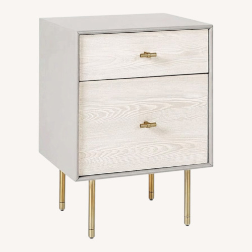 Used West Elm Modernist Light Gray Wood Nightstand for sale on AptDeco