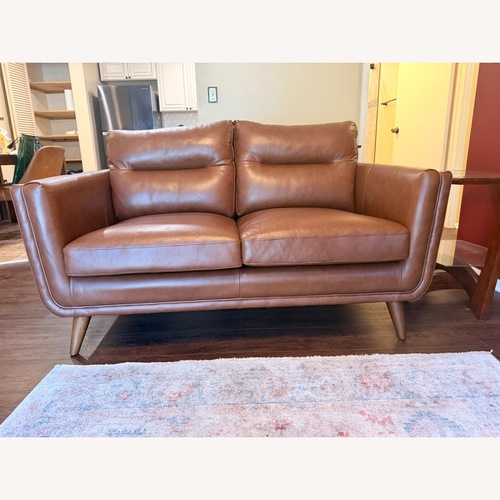 Used Light Brown Leather 2 Seater Sofa for sale on AptDeco