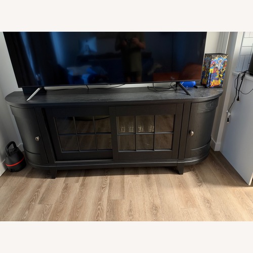 Used Jordan's Furniture Black Wood Media Storage for sale on AptDeco