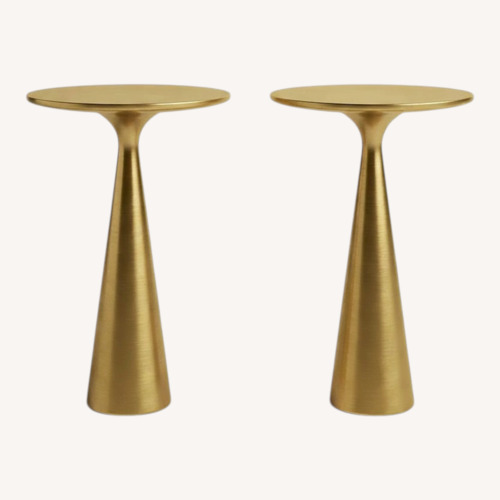 Used Gold Pedestal Accent Tables – Set of 2 for sale on AptDeco