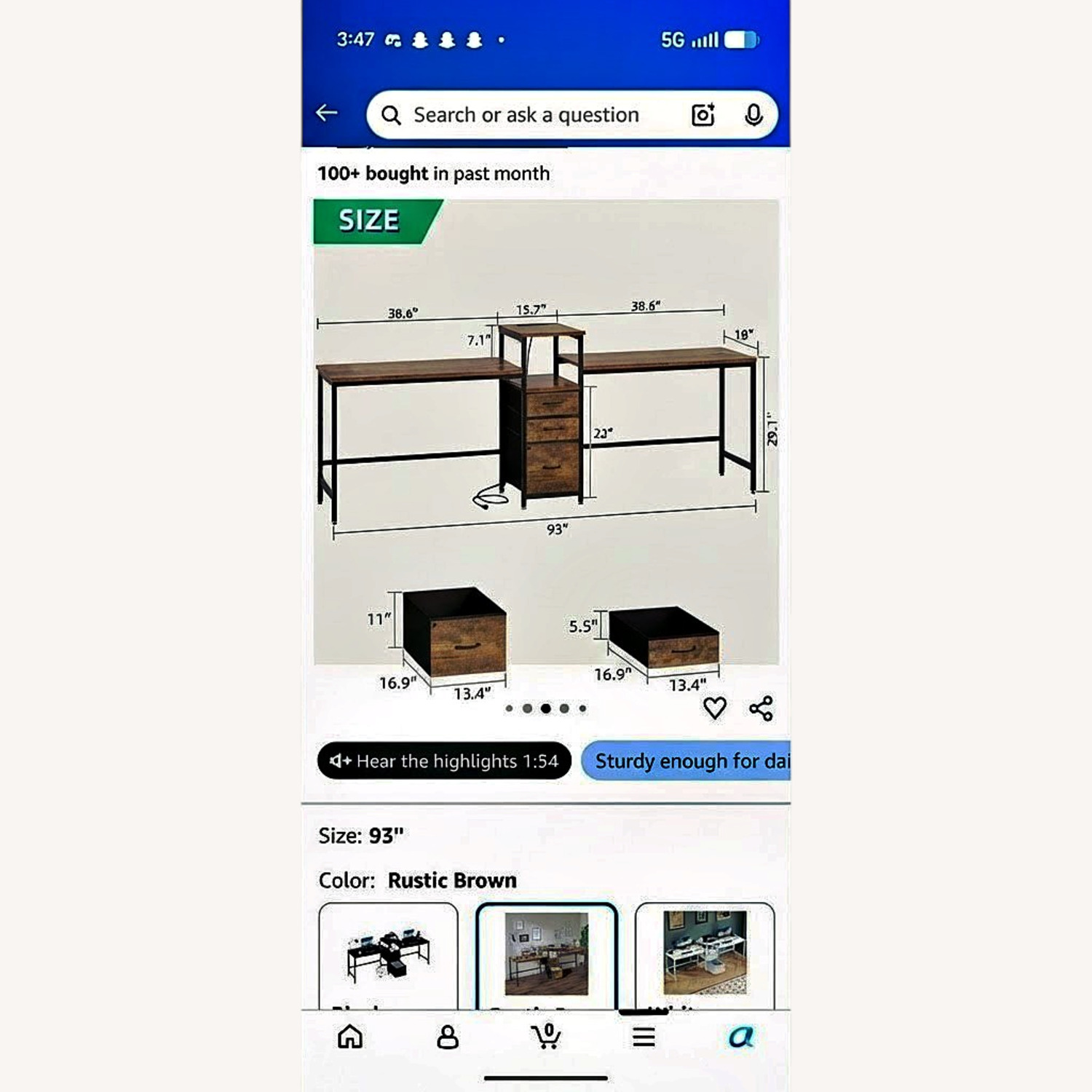 Dark Brown Wood Desk - image-4