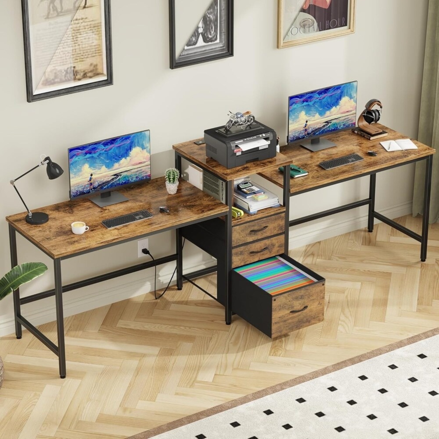 Dark Brown Wood Desk - image-6